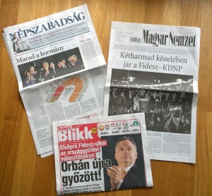 Die ungarischen Zeitungen nach der Wahl - 07.04.2014 - Foto: Attila Poth
