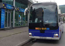 Der EU-Bus vom dem Infozentrum in Skopje. Foto: BR | Schaban Bajrami.