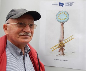 Spiro Radulovic vor seiner Karikatur. Foto: BR | Dejan Stefanovic