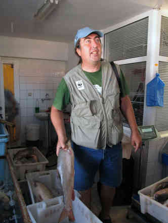 Bulgarien | Tutrakan - Iordan Kutzarov vom WWF Bulgarien auf dem Fischmarkt - er fordert, dass die Karmaks konfisziert werden - Foto: BR | Camelia Ivanova