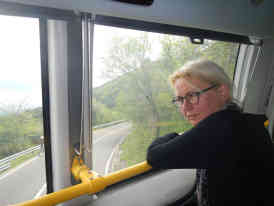 Engelhard im Doppeldeckerbus in Skopje