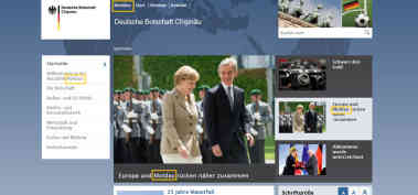 Startseite der Deutschen Botschaft Chisinau - Hier weiß man, wie es richtig ist: Das Land heißt Moldau, die Landessprache „Romana“, also Rumänisch. Screenshot | Quelle: chisinau.diplo.de