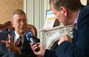 Budapest: Andrassy-Universität - Interview mit dem Rektor Andras Masat (li.) - Foto: BR | Attila Poth