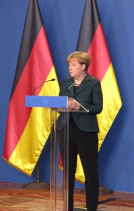 Bundeskanzlerin Angela Merkel bei der heutigen Pressekonferenz in Budapest. Foto: BR | Karin Straka