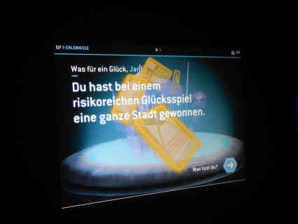 Manchmal spielt auch das Glück eine Rolle. An einer der Stationen kann man - wie hier zu sehen - auch ganze Städte gewinnen. Was man aus diesem Gewinn macht, bleibt einem danach selbst überlassen. Foto: BR | Jan Heier
