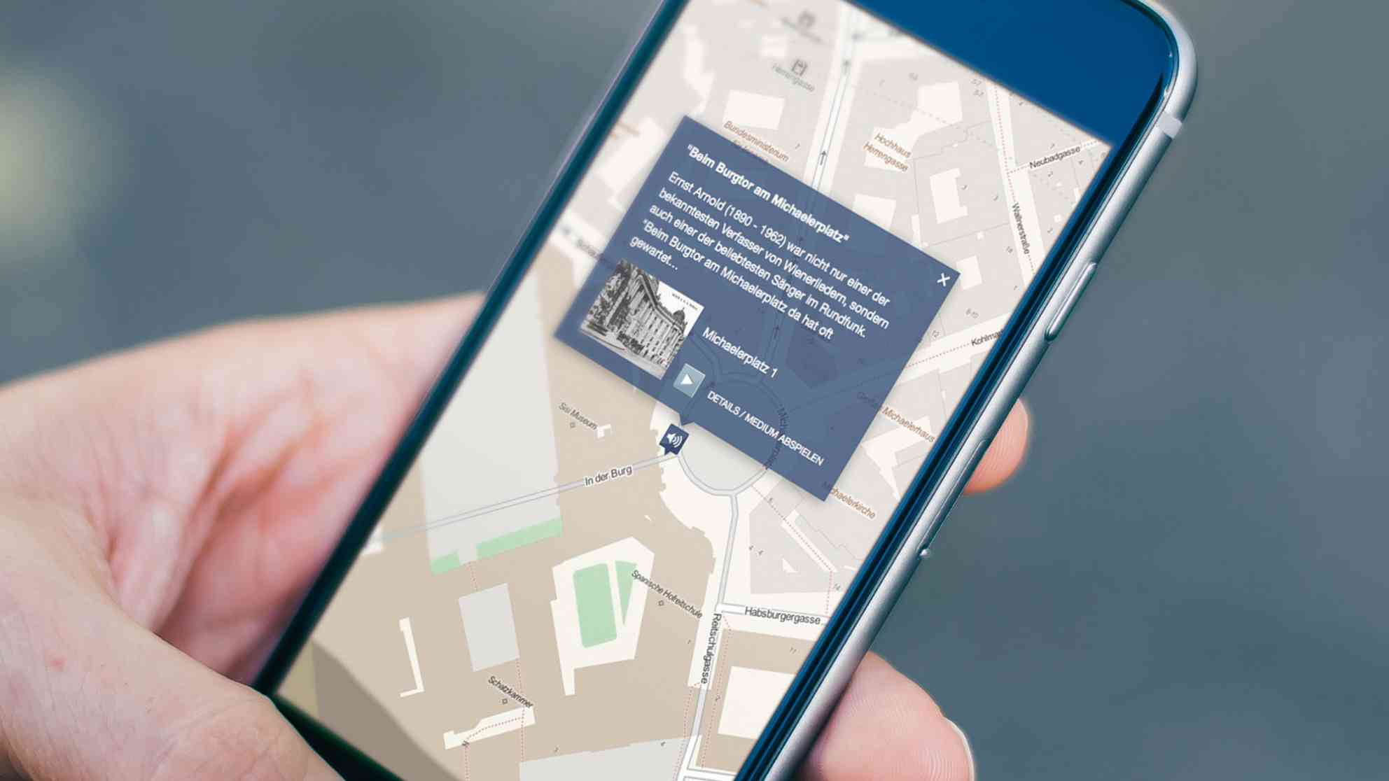 Mobile Anwendung akustischer Stadtplan Wien. Foto: Österreichische Mediathek | Eleonore Kronsteiner
