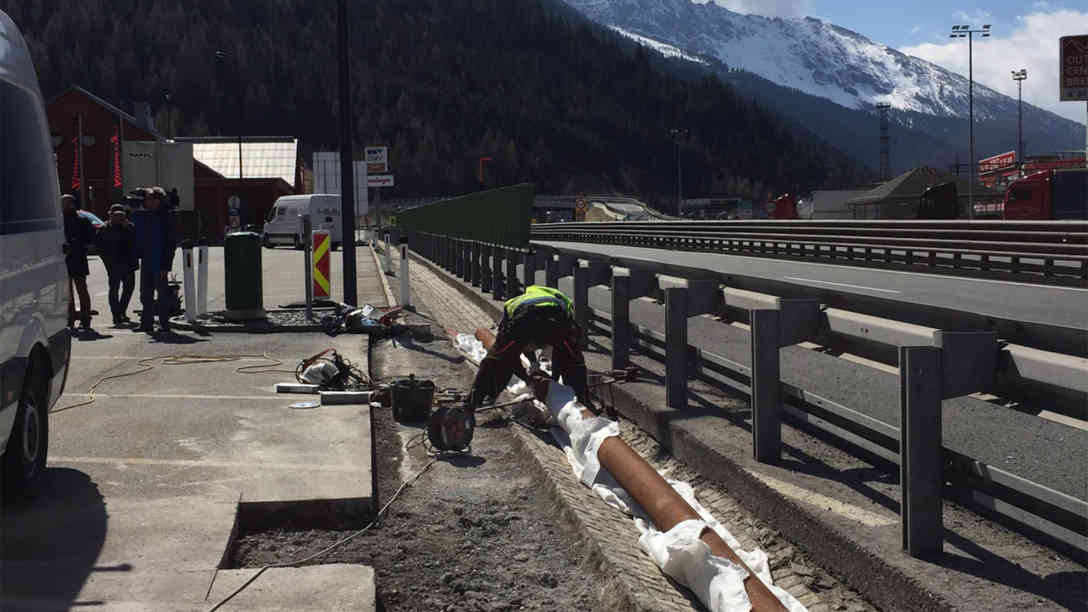 Bauarbeiten für ein neues Grenzmanagement am Brenner. Foto: dpa-Bildfunk