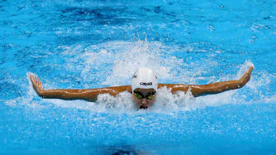 Yusra Mardini vom olympischen Flüchtlings-Team gewann den ersten Lauf in 100 Meter Schmetterling. Foto: picture-alliance | dpa