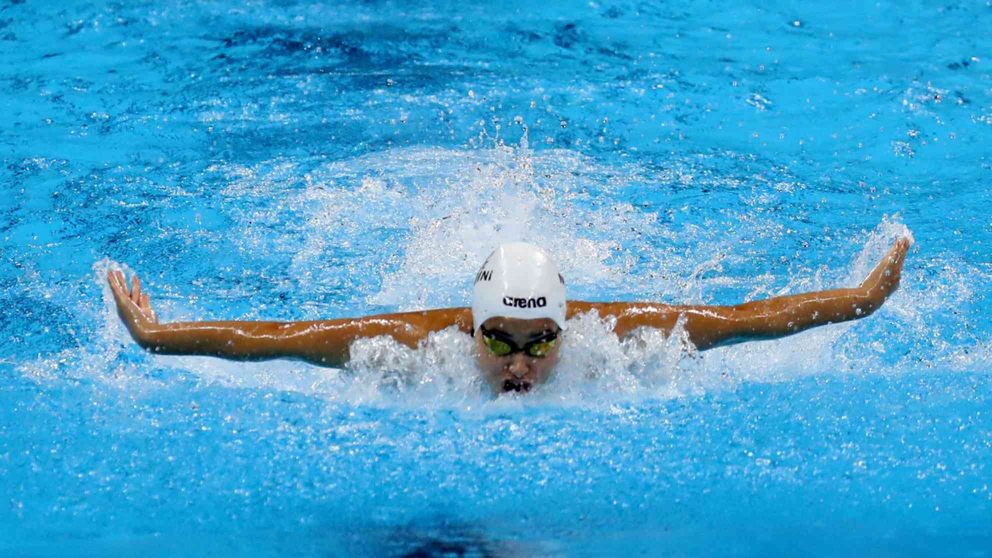 Yusra Mardini vom olympischen Flüchtlings-Team gewann den ersten Lauf in 100 Meter Schmetterling. Foto: picture-alliance | dpa