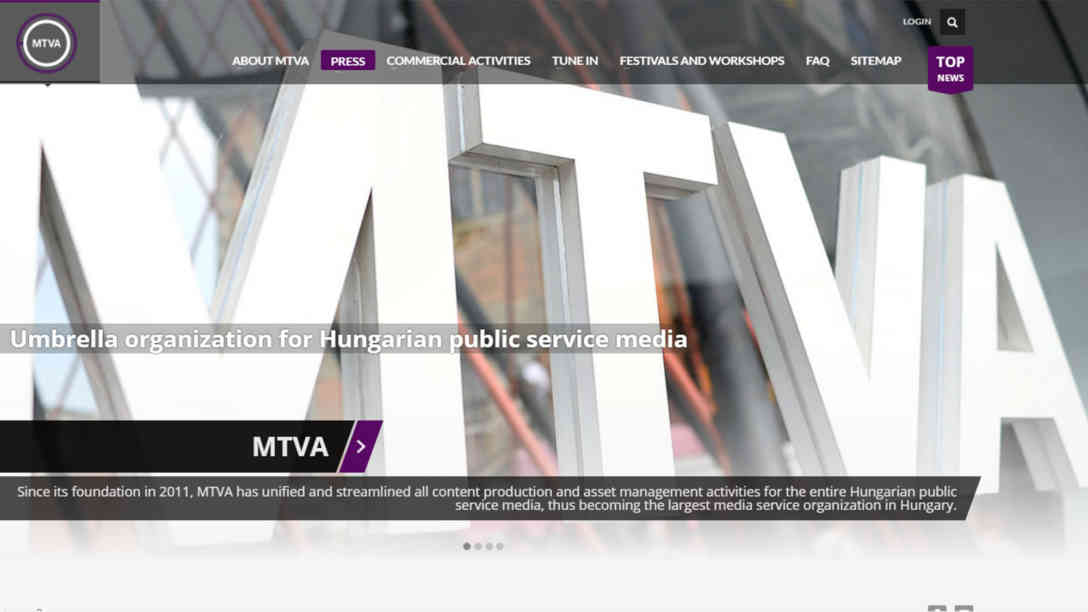 MTVA ist die Dachorganisation und Nachrichtenzentrale für die staatlichen Medien in Ungarn. Foto: Screenshot MTVA.info