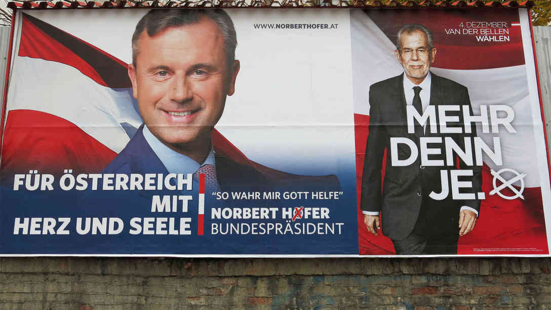 Wahlplakate vor der Bundespräsidentenstichwahl am 4. 12. 2016. Foto: BR | Karin Straka