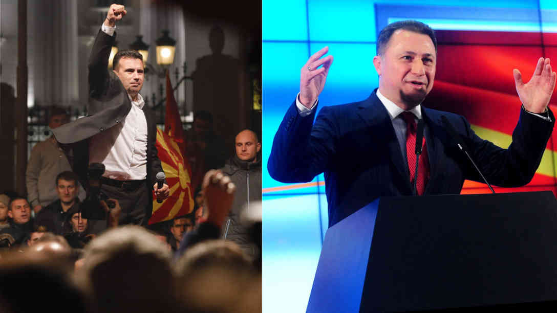 Erklärten sich beide am Wahlabend zum Sieger. Herausforderer Zoran Zaev (links) und Langzeit-Premier Nikola Gruevski. Fotos: picture-alliance | dpa. Collage: BR