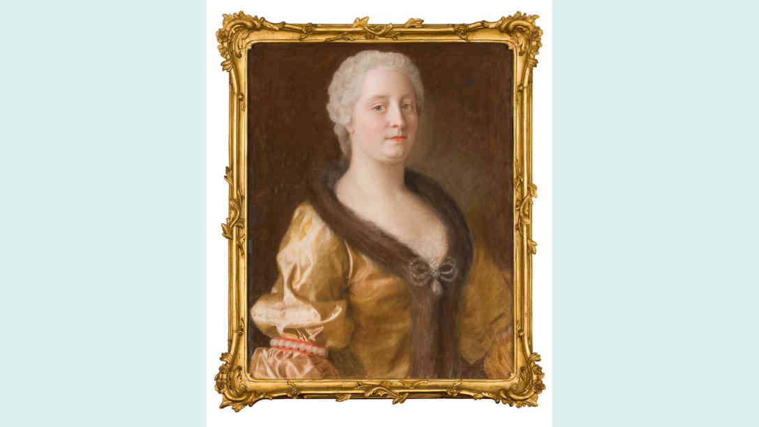 Maria Theresia im pelzverbrämten Kleid (1743) - das offizielle Ausstellungsfoto. Maler: Jean-Étienne-Liotard © Dauerleihgabe der Österreichische-Nationalbank, Foto: A. E. Koller für SKB