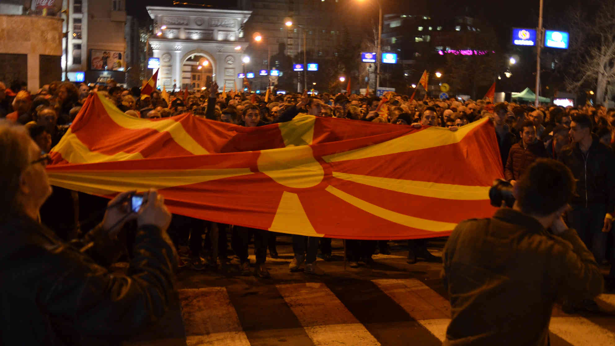 Pro Gruevski Anhänger marschieren durch Skopje. Foto: BR | Sasko Golov