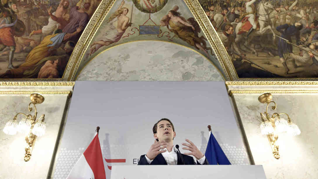 Außenminister Sebastian Kurz (ÖVP) am Freitag, 12. Mai 2017, anlässlich seiner Stellungnahme zu den Vorgängen in der ÖVP. Foto: picture-alliance | dpa