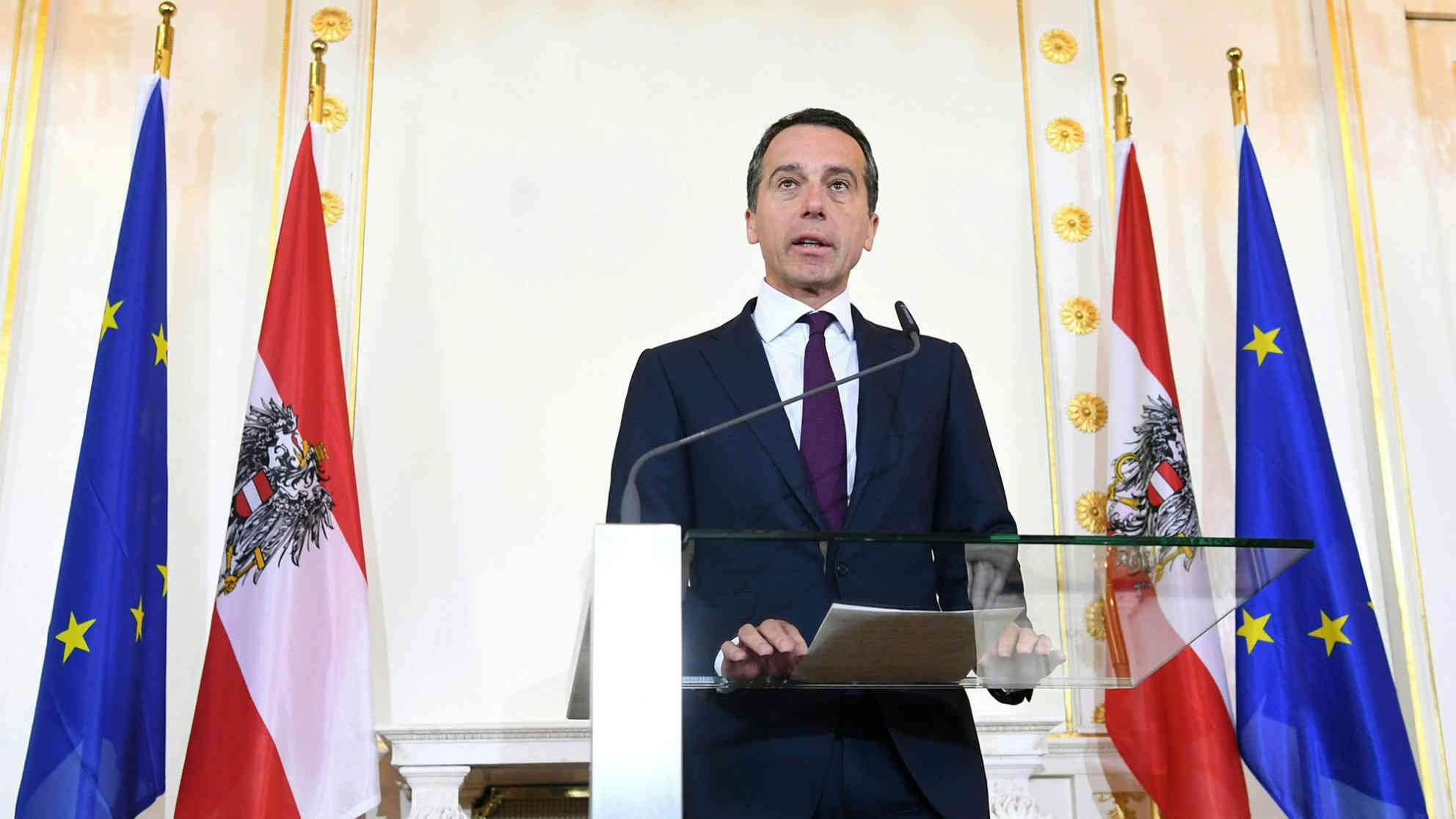 Bundeskanzler Christian Kern (SPÖ) am Mittwoch, 10. Mai 2017, anlässlich eines Pressestatements zum Rücktritt des Vizekanzlers und ÖVP-Chefs Reinhold Mitterlehner im Bundeskanzleramt in Wien. Foto: picture alliance | APA | picturedesk.com