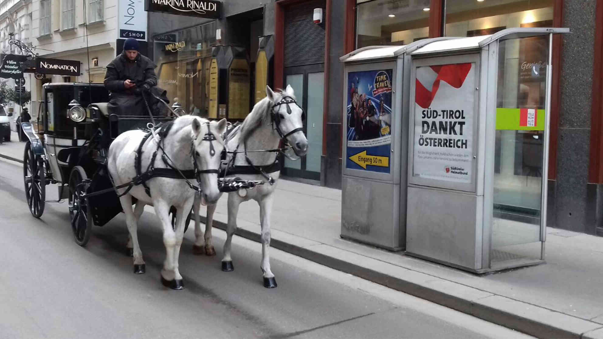 Umstrittene Plakataktion in Österreich, in der sich der Südtiroler Heimatbund vorab für die doppelte Staatsbürgerschaft bedankt. Foto: BR | Roderick Martin