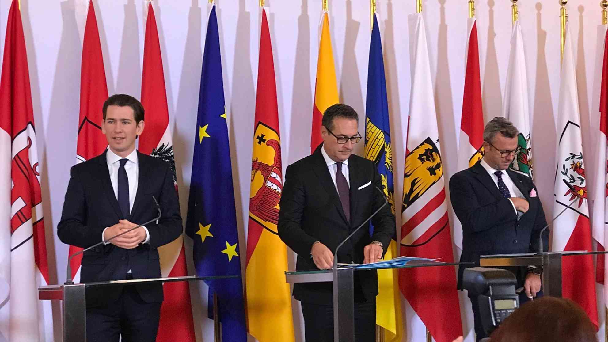 Sebastian Kurz auf der Pressekonferenz vor seiner ersten Berlinreise als österreichischer Bundeskanzler. Foto: BR | Till Rüger