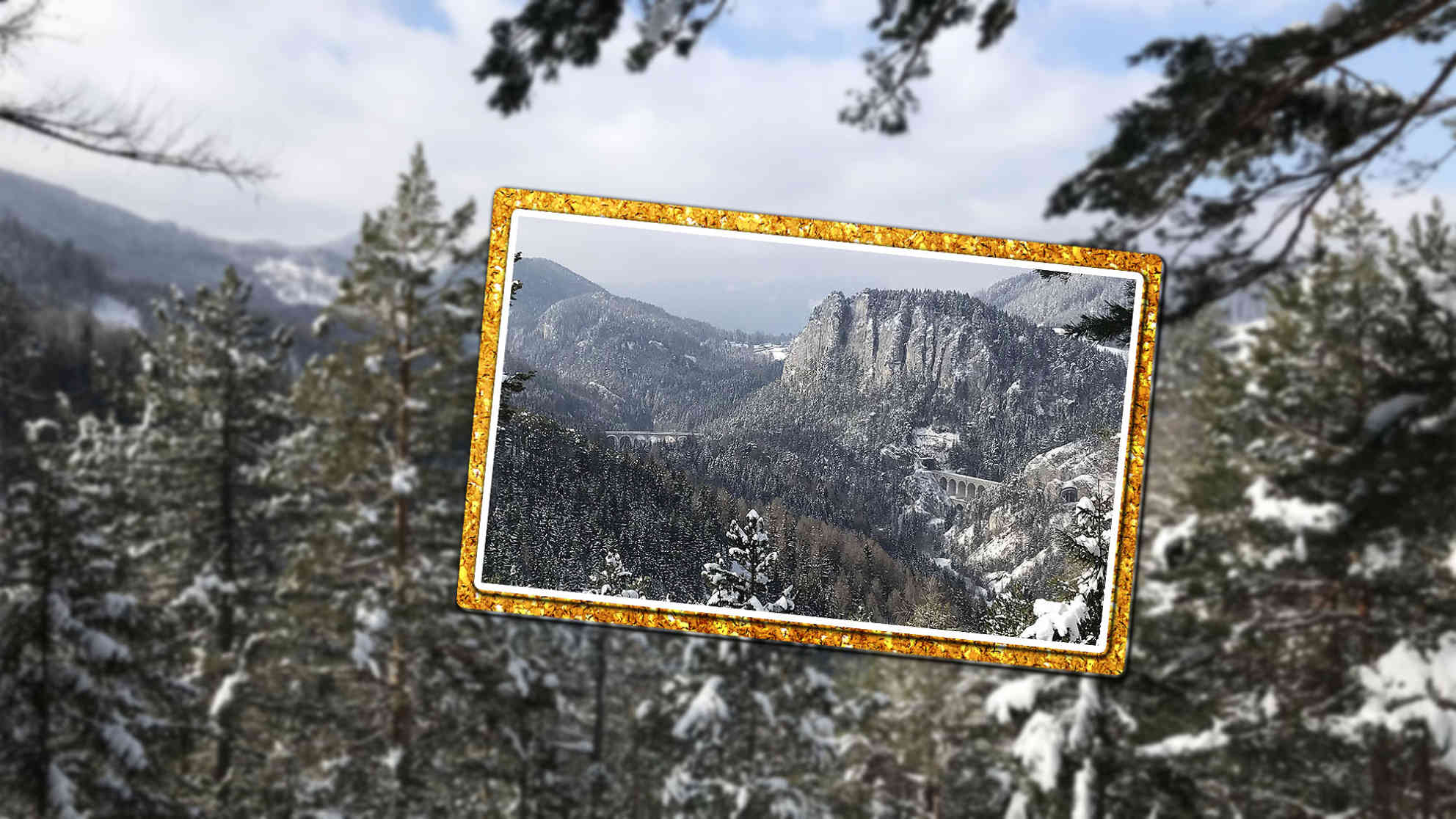 Blick auf die Semmeringbahn die als UNESCO-Weltkulturerbe ausgezeichnet wurde. Fotocollage: BR | Karin Straka