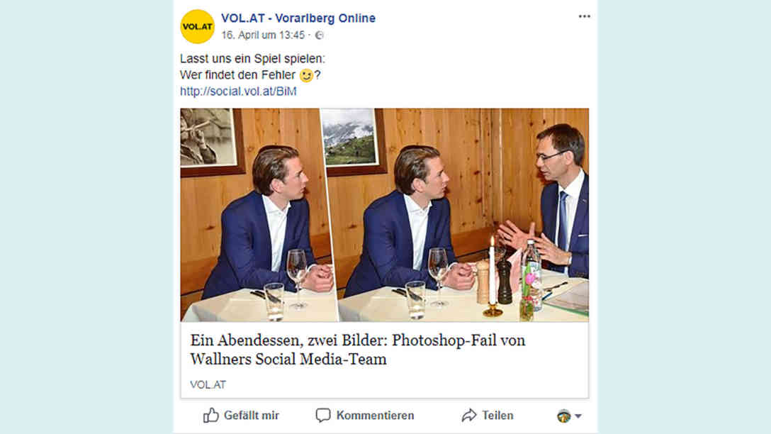 Das Hintergrundbild wurde ausgetauscht - Links das Original, rechts das retuschierte Bild. Foto: Screenshot Facebook