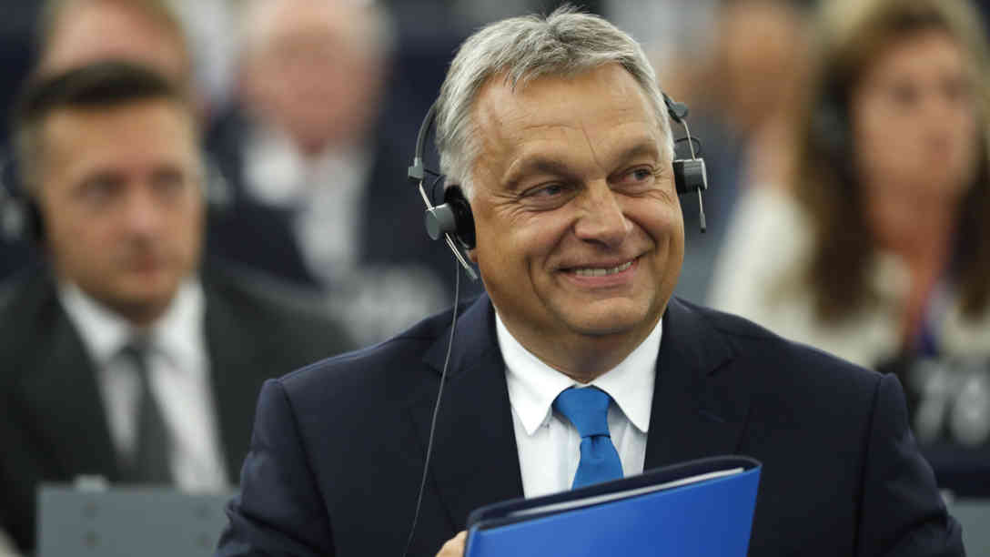 Ungarns Ministerpräsident Viktor Orban am 11. September 2018 im EU-Parlament in Straßburg. Foto: dpa-Bildfunk/Jean-Francois Badias