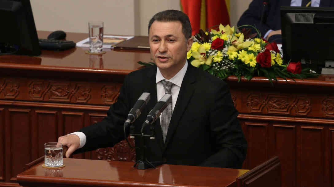 Diese Archivaufnahme vom 01.06.2017 zeigt den mazedonischen Ex-Regierungschef Nikola Gruevski bei einer Rede im mazedonischen Parlament. Foto: picture alliance | AA