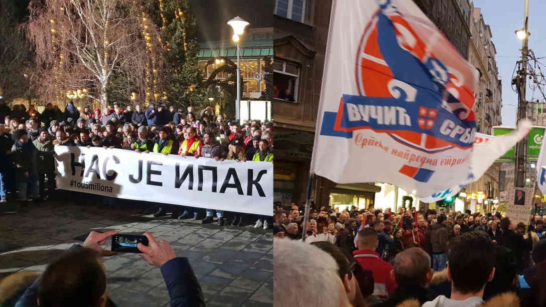 Gegner und Unterstützer der serbischen Führung waren diese Woche auf der Straße Foto: BR | Dejan Stefanovic